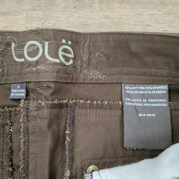 NEW Lole Pants Casual Brown Solid Cropped Flat Front Straight Leg Cotton Womens - Picture 5 of 8